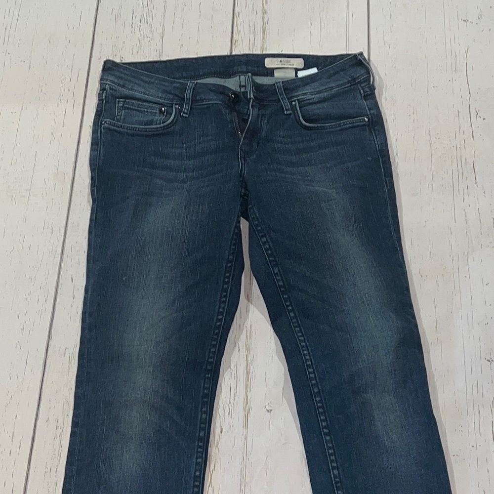 &sqin low rise slim blue jeans
